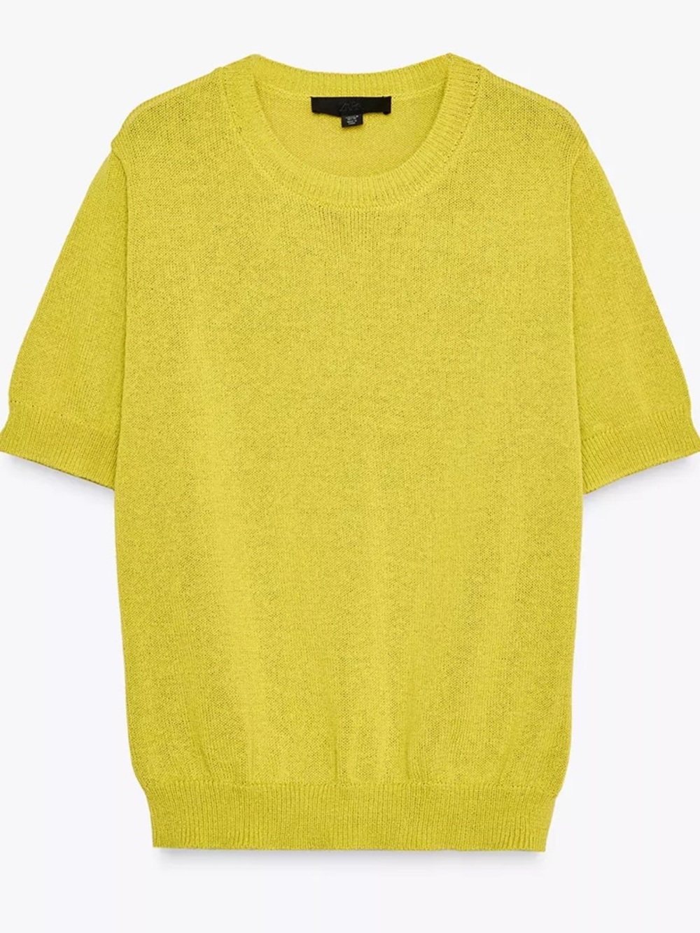 Zara Short-Sleeve Knit Top in chartreuse green yellow